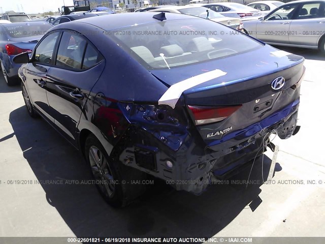 5NPD84LF3JH253934 - 2018 HYUNDAI ELANTRA SEL/VALUE/LIMITED BLUE photo 3