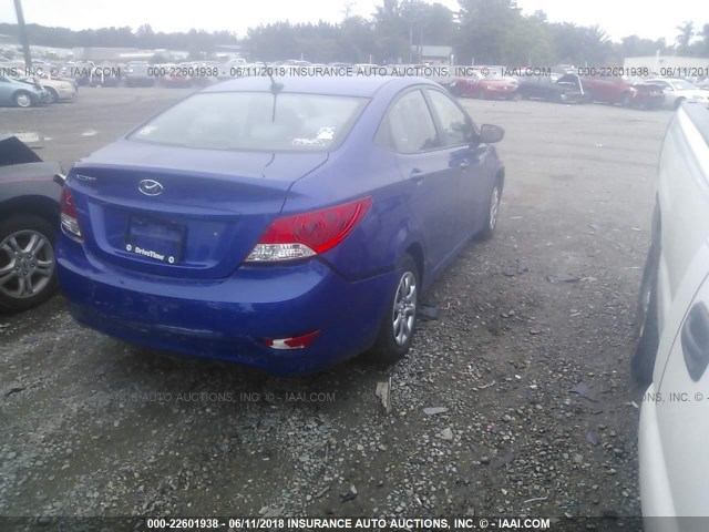 KMHCT4AEXEU669796 - 2014 HYUNDAI ACCENT GLS/GS BLUE photo 4