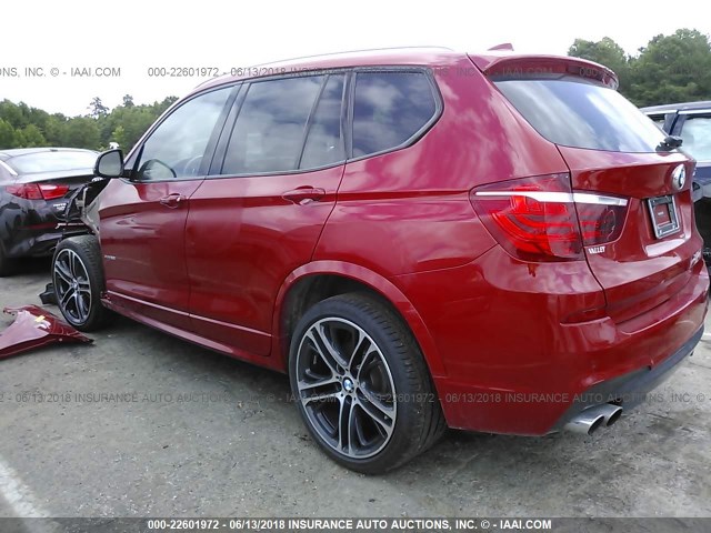 5UXWX9C56G0D82337 - 2016 BMW X3 XDRIVE28I RED photo 3