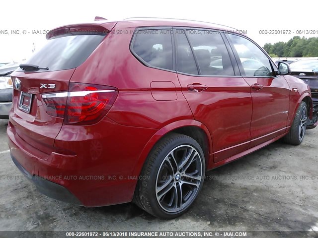 5UXWX9C56G0D82337 - 2016 BMW X3 XDRIVE28I RED photo 4