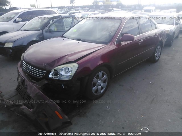 KNAGE123065068711 - 2006 KIA OPTIMA LX/EX BURGUNDY photo 2