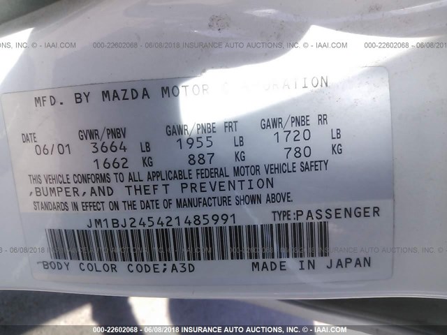 JM1BJ245421485991 - 2002 MAZDA PROTEGE PR5 白色 照片 9