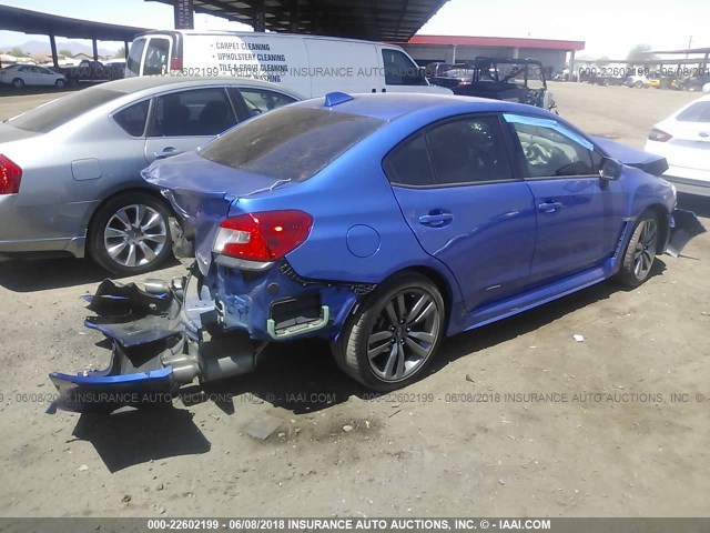 JF1VA1J60G8819958 - 2016 SUBARU WRX LIMITED BLUE photo 4