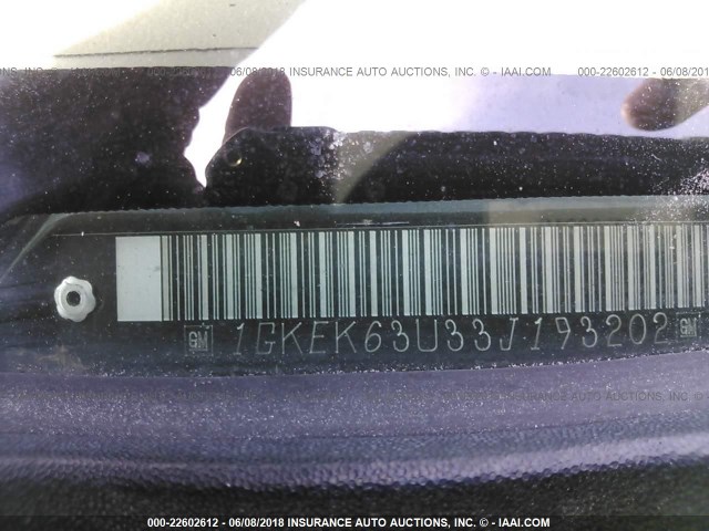 1GKEK63U33J193202 - 2003 GMC YUKON DENALI BLACK photo 9