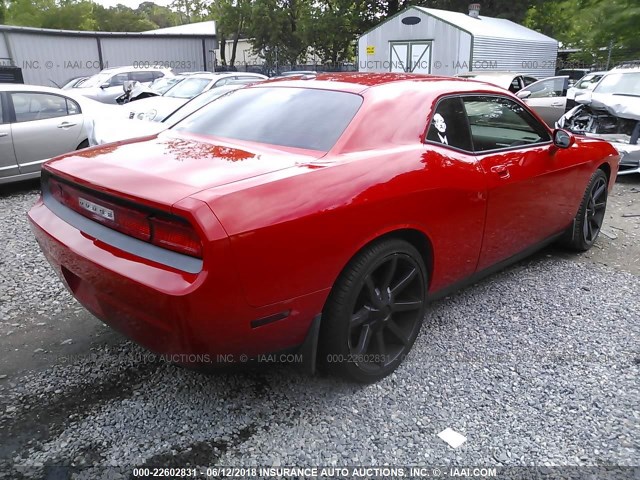 2B3CJ4DV7AH174623 - 2010 DODGE CHALLENGER SE RED photo 4