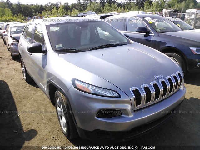 1C4PJLAB0EW123363 - 2014 JEEP CHEROKEE SPORT GRAY photo 1