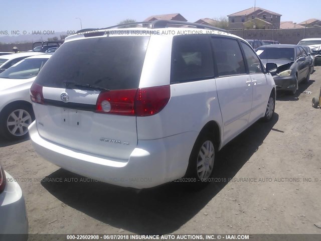 5TDZK23C28S191318 - 2008 TOYOTA SIENNA CE/LE WHITE photo 4