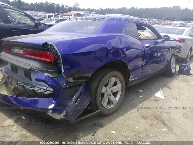 2C3CDYAG2CH173860 - 2012 DODGE CHALLENGER SXT BLUE photo 4