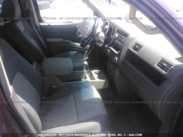 2HJYK16357H510298 - 2007 HONDA RIDGELINE RTX BURGUNDY photo 5