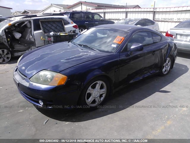 KMHHM65D63U056930 - 2003 HYUNDAI TIBURON BLUE photo 2