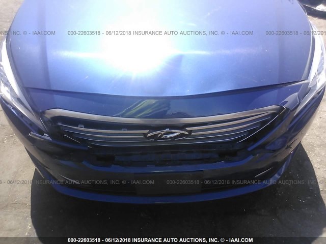 5NPE24AF1GH395992 - 2016 HYUNDAI SONATA SE BLUE photo 6