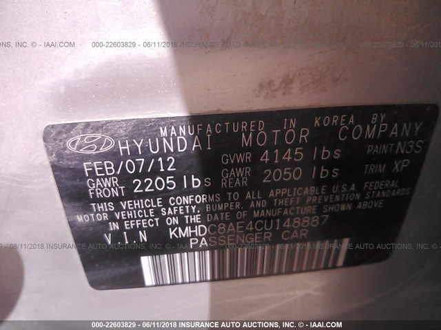 KMHDC8AE4CU148887 - 2012 HYUNDAI ELANTRA TOURING GLS/SE SILVER photo 9