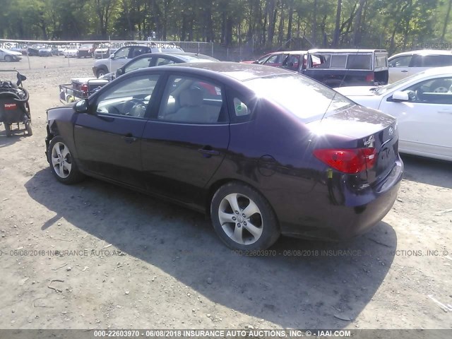 KMHDU46D47U093790 - 2007 HYUNDAI ELANTRA GLS/SE/LIMITED PURPLE photo 3