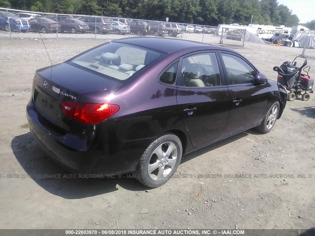 KMHDU46D47U093790 - 2007 HYUNDAI ELANTRA GLS/SE/LIMITED PURPLE photo 4