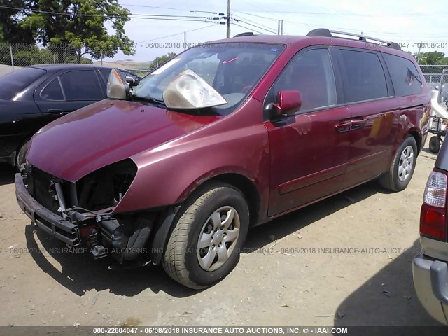 KNDMB233376165982 - 2007 KIA SEDONA EX/LX RED photo 2