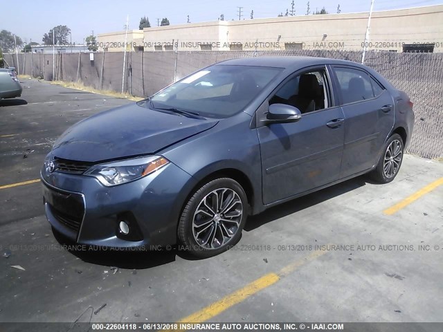 5YFBURHE3FP355325 - 2015 TOYOTA COROLLA L/LE/LE PLS/PRM/S/S PLS GRAY photo 2