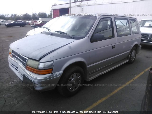 2B4GK25K0MR321754 - 1991 DODGE CARAVAN TEAL photo 2