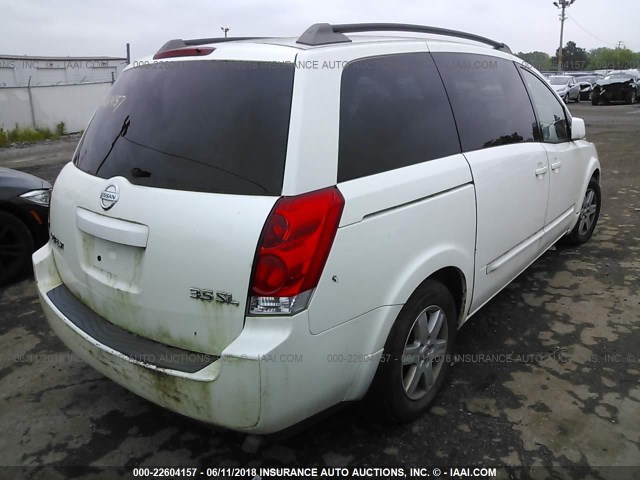 5N1BV28U05N137829 - 2005 NISSAN QUEST S/SE/SL WHITE photo 4