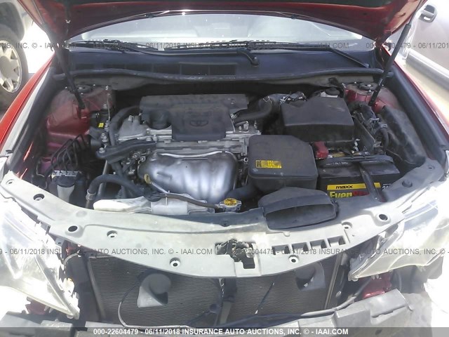 4T1BF1FKXCU624306 - 2012 TOYOTA CAMRY SE/LE/XLE წითელი ფოტო 10