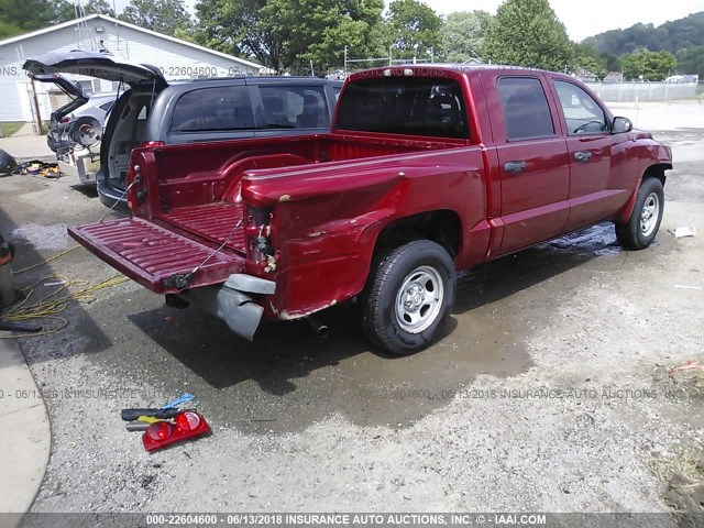 1D7HE28K37S137007 - 2007 DODGE DAKOTA QUAD/ST RED photo 4