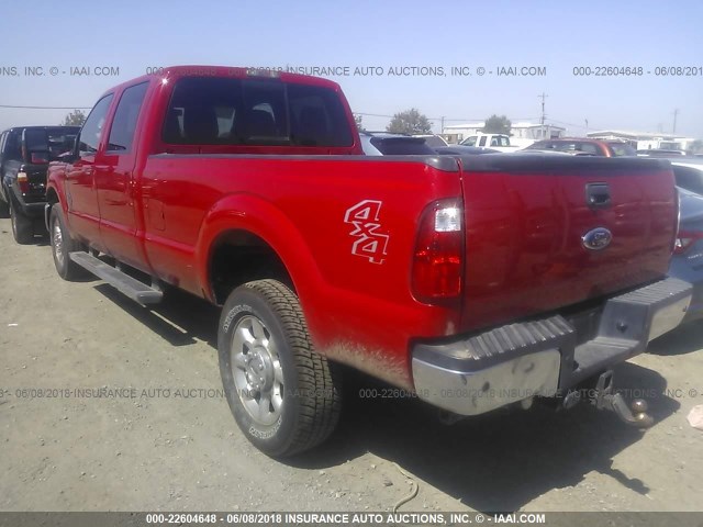 1FT8W3BT0BEB31767 - 2011 FORD F350 SUPER DUTY RED photo 3