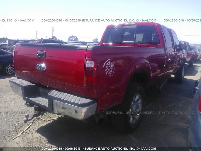 1FT8W3BT0BEB31767 - 2011 FORD F350 SUPER DUTY RED photo 4