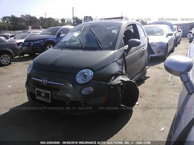 3C3CFFBR9FT613356 - 2015 FIAT 500 SPORT GREEN photo 2