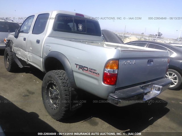 5TEHN72N33Z262931 - 2003 TOYOTA TACOMA DOUBLE CAB ვერცხლისფერი ფოტო 3