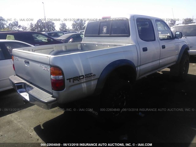 5TEHN72N33Z262931 - 2003 TOYOTA TACOMA DOUBLE CAB ვერცხლისფერი ფოტო 4