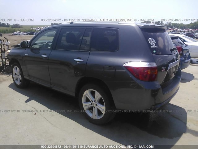 JTEES42A782106289 - 2008 TOYOTA HIGHLANDER LIMITED GRAY photo 3