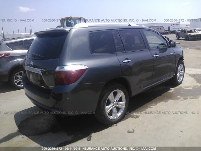 JTEES42A782106289 - 2008 TOYOTA HIGHLANDER LIMITED GRAY photo 4