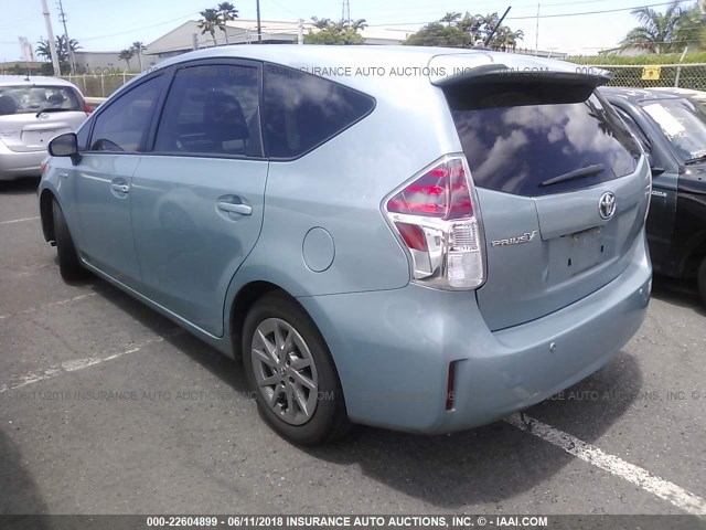 JTDZN3EUXFJ032074 - 2015 TOYOTA PRIUS V TEAL photo 3