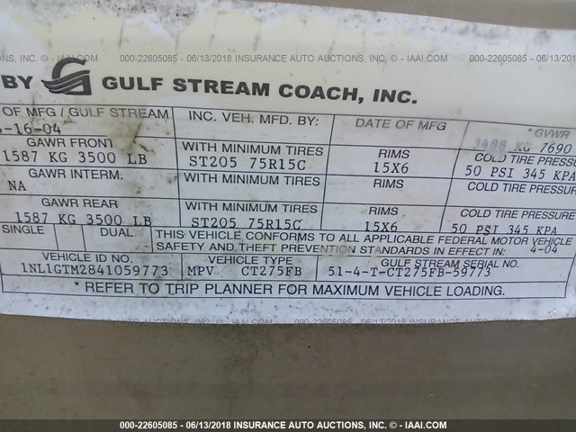 1NL1GTM2841059773 - 2004 GULFSTREAM TRACK & TRAIL  WHITE photo 9