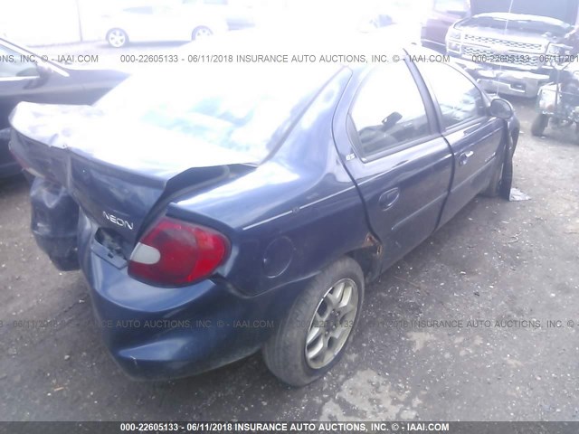 1B3ES46C61D184509 - 2001 DODGE NEON SE/ES BLUE photo 4