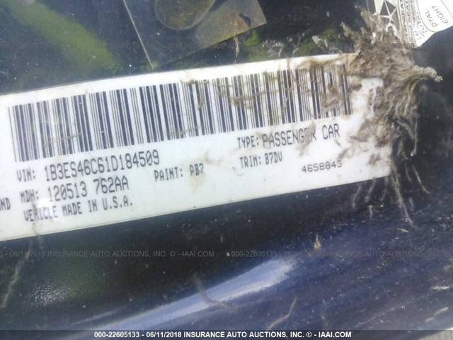 1B3ES46C61D184509 - 2001 DODGE NEON SE/ES BLUE photo 9