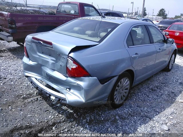 3FADP0L33AR309343 - 2010 FORD FUSION HYBRID Light Blue photo 4