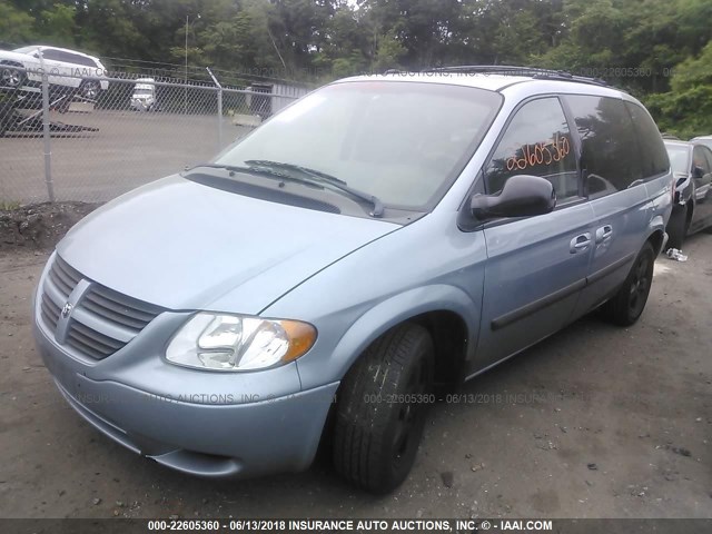 1D4GP45R95B228697 - 2005 DODGE CARAVAN SXT Light Blue photo 2