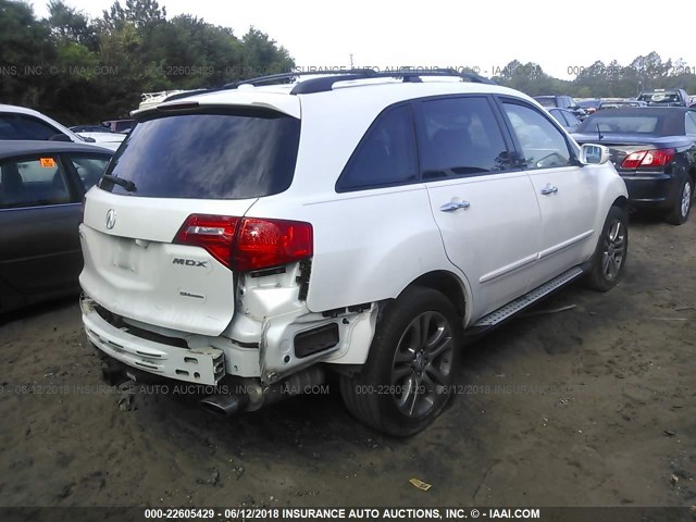 2HNYD284X8H555212 - 2008 ACURA MDX TECHNOLOGY WHITE photo 4