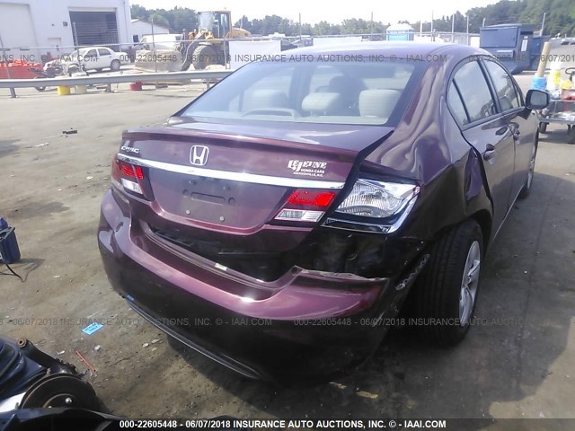 2HGFB2F58DH523949 - 2013 HONDA CIVIC LX MAROON photo 6