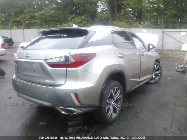 2T2BZMCAXHC128169 - 2017 LEXUS RX 350/BASE/F SPORT SILVER photo 4