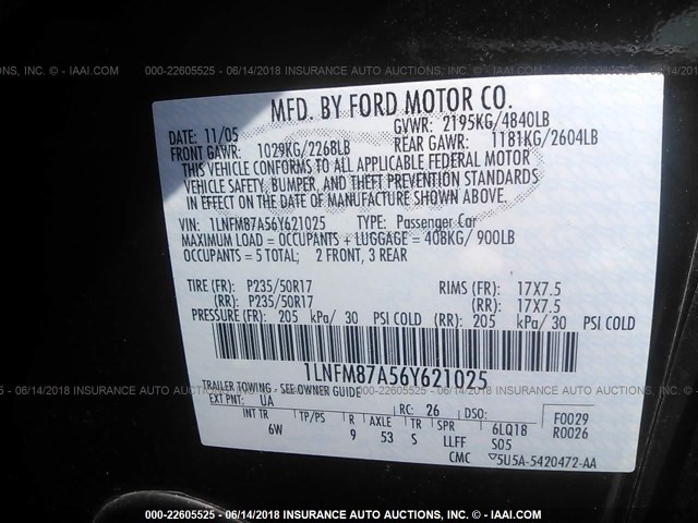 1LNFM87A56Y621025 - 2006 LINCOLN LS 黑色 照片 9