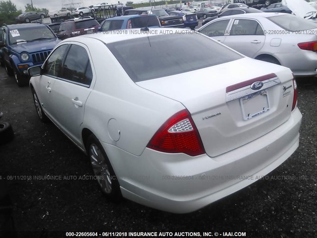 3FADP0L39AR121541 - 2010 FORD FUSION HYBRID WHITE photo 3