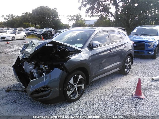 KM8J33A24HU520845 - 2017 HYUNDAI TUCSON LIMITED/SPORT AND ECO/SE GRAY photo 2