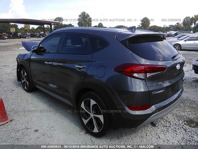 KM8J33A24HU520845 - 2017 HYUNDAI TUCSON LIMITED/SPORT AND ECO/SE GRAY photo 3