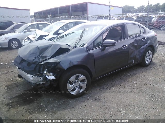 19XFB2F51FE223182 - 2015 HONDA CIVIC LX GRAY photo 2