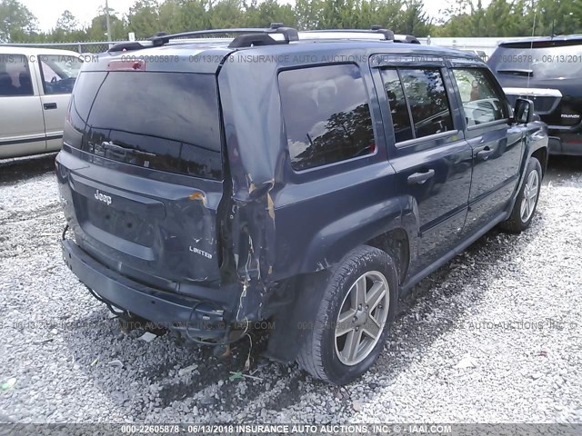 1J8FF48W87D322437 - 2007 JEEP PATRIOT LIMITED BLUE photo 4