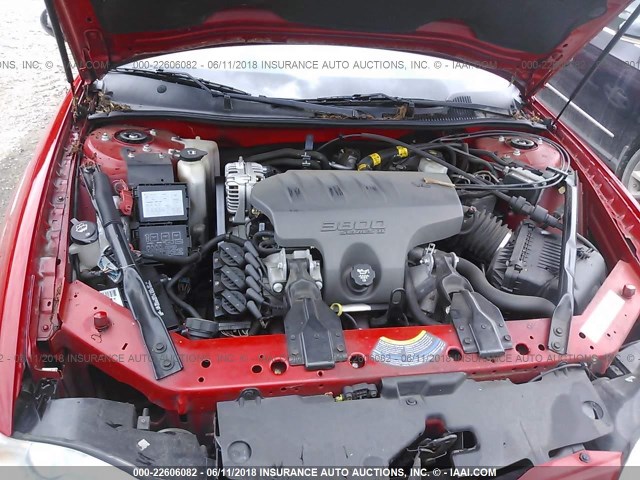 2G1WX12K949293377 - 2004 CHEVROLET MONTE CARLO SS RED photo 10