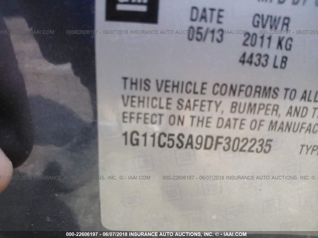 1G11C5SA9DF302235 - 2013 CHEVROLET MALIBU 1LT 蓝色 照片 9