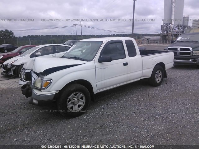 5TEVL52N51Z758419 - 2001 TOYOTA TACOMA XTRACAB WHITE photo 2