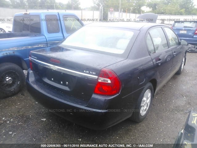 1G1ZT54875F166170 - 2005 CHEVROLET MALIBU LS მუქი ლურჯი ფოტო 4